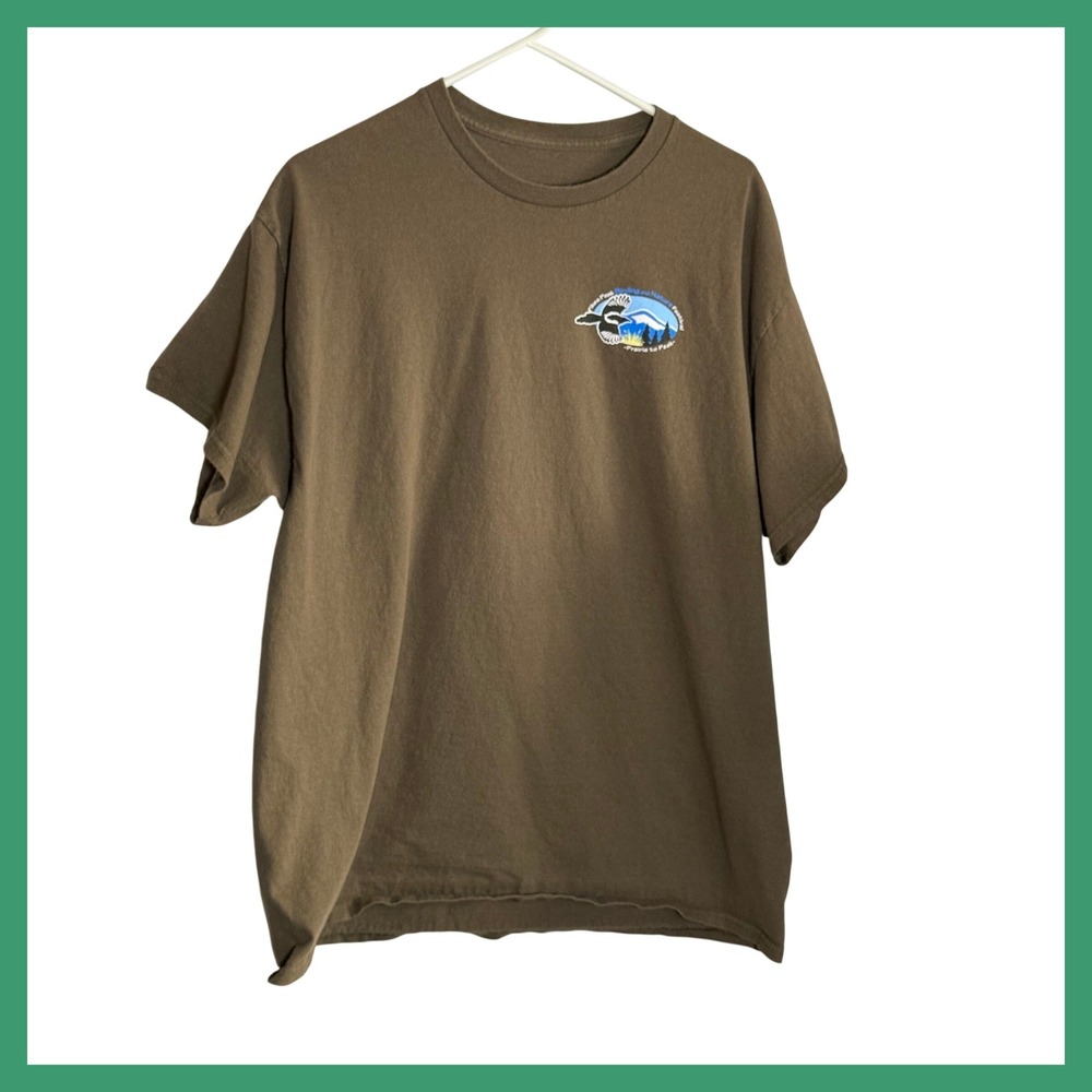 Pikes Peak Birding Nature Festival 2022 Brown Graphic T-Shirt Woodpecker Mens L